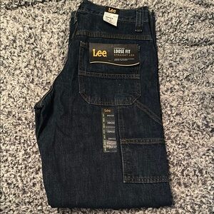 NWT Lee Men's Loose Fit Straight Leg Jeans - Dark Blue